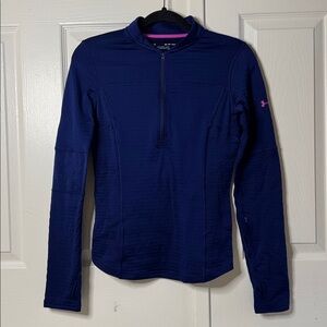 Under Armour Navy Half-Zip Athletic Performance Jacket with Pink Logo Accent